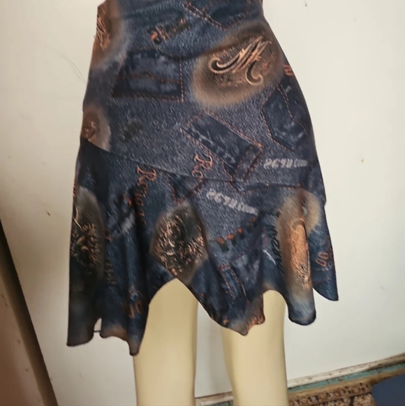 Ing Blue and Brown Patterned Mini Skirt - Picture 3 of 4